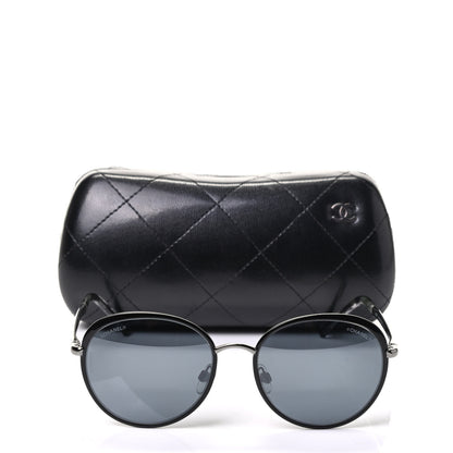 Chanel Round Spring Sunglasses 4206 Black Silver 8 of 8