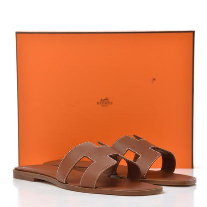 Hermes Box Calfskin Oran Sandals 41 Gold 13 of 13