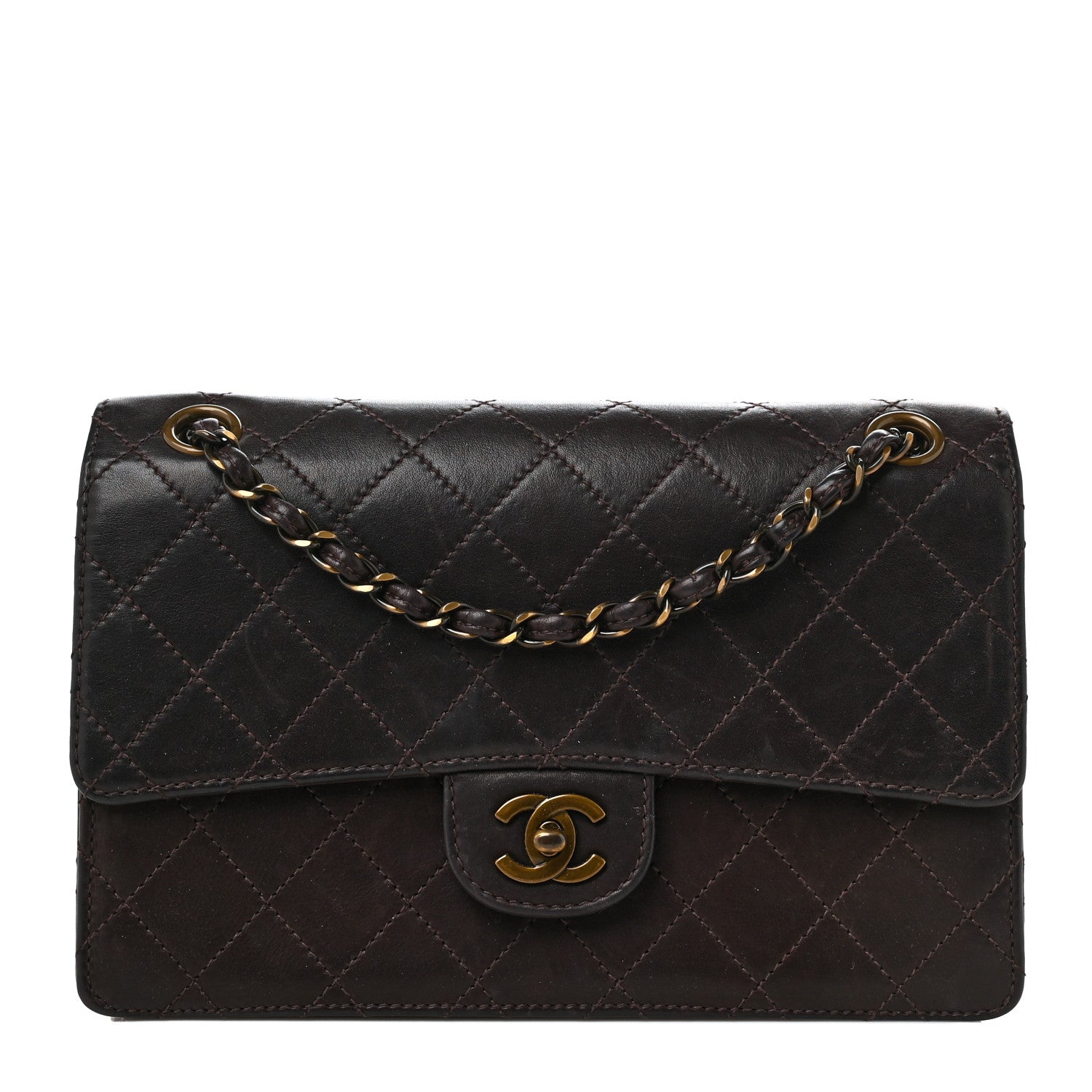 Chanel Calfskin Stitched Medium Single Flap Brown 1 of 10