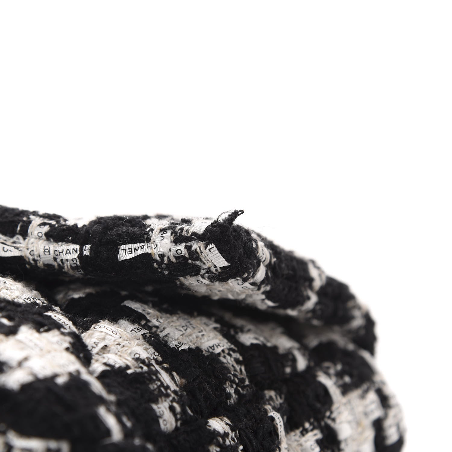 Chanel Tweed Quilted Large 19 Flap Black Ecru White 10 of 12