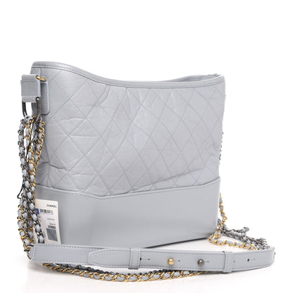 Chanel Aged Calfskin Quilted Medium Gabrielle Hobo Light Blue 3 of 10