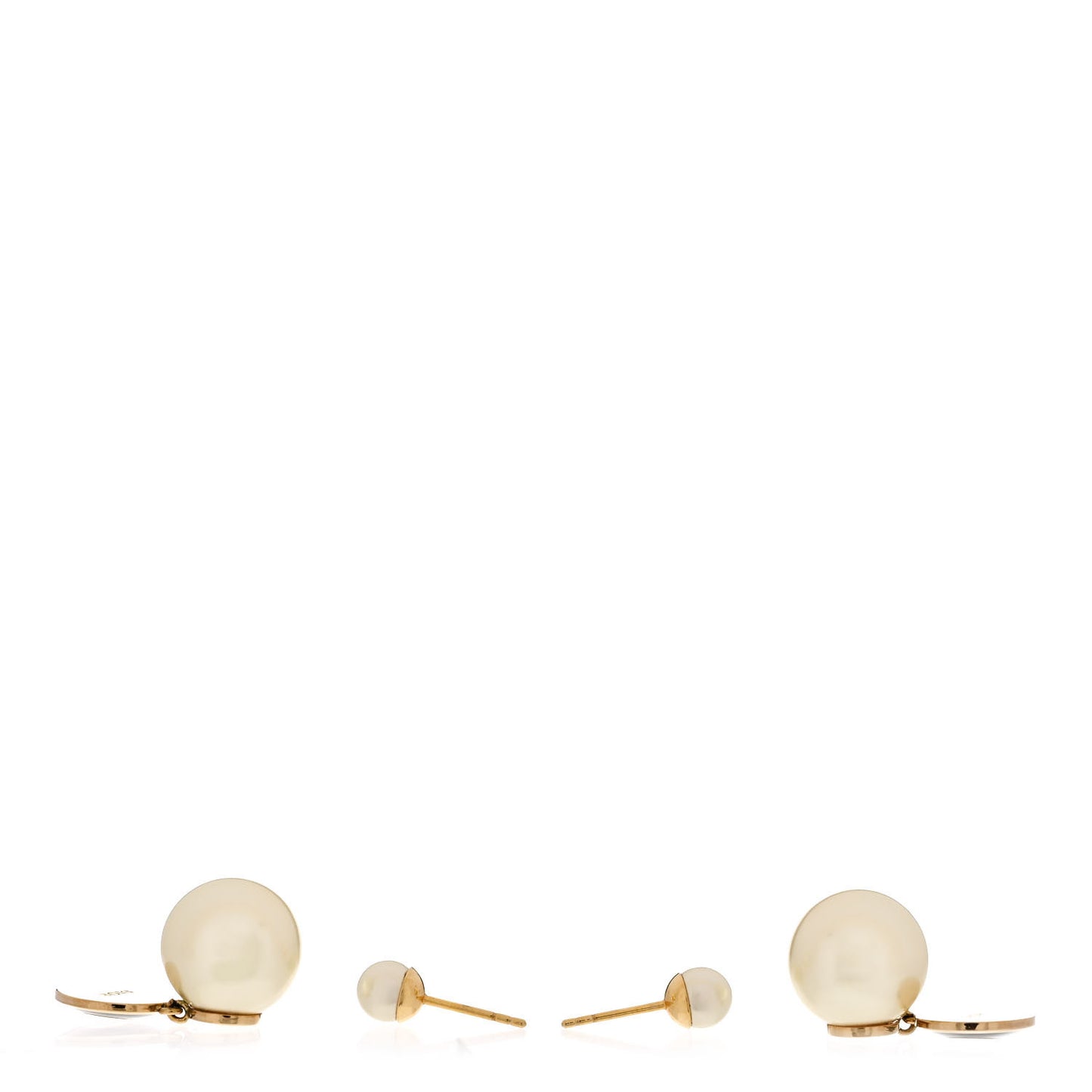 CHRISTIAN DIOR Pearl Logo Tribal Earrings Gold Black