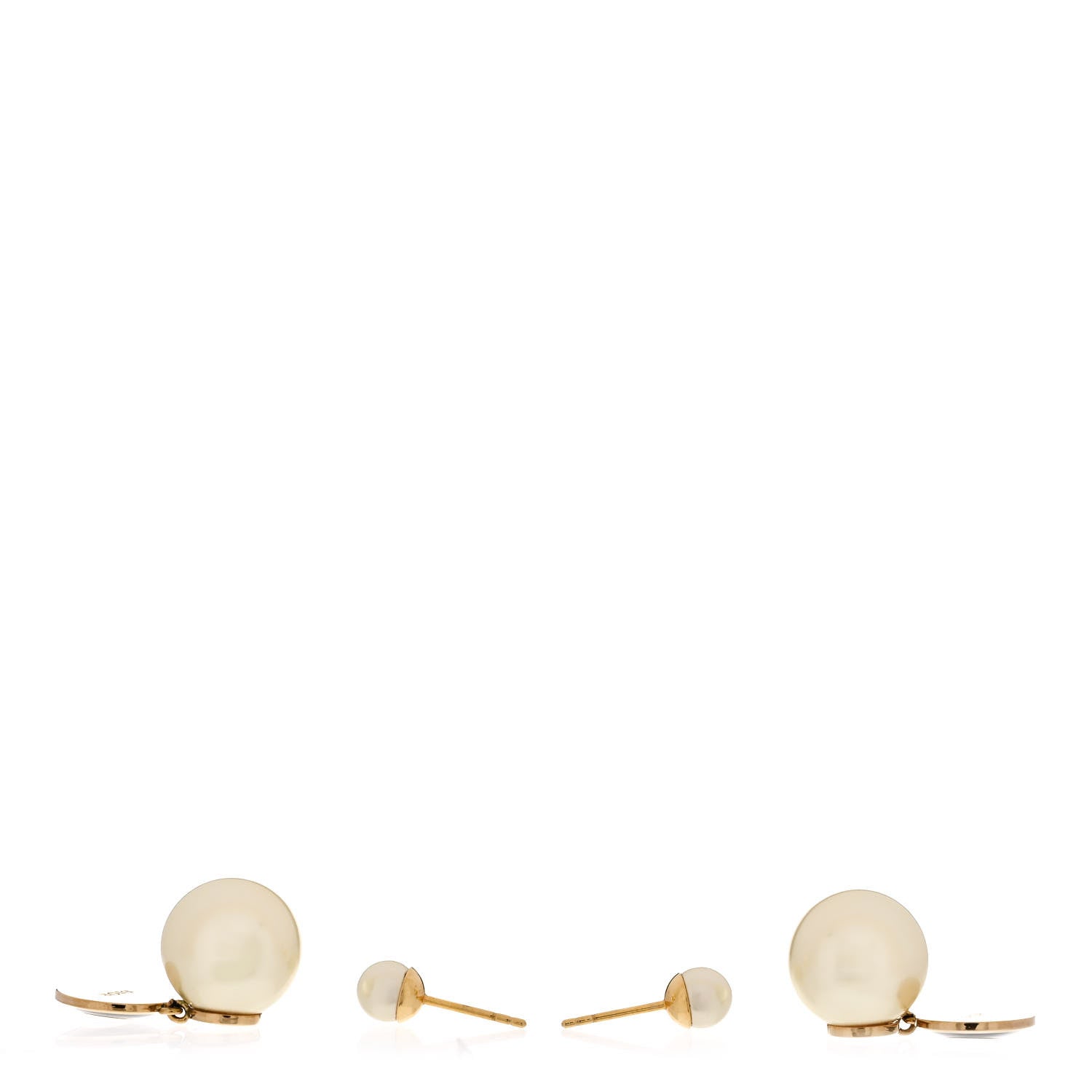 Christian Dior CHRISTIAN DIOR Pearl Logo Tribal Earrings Gold Black 3 of 6