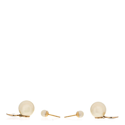 Christian Dior CHRISTIAN DIOR Pearl Logo Tribal Earrings Gold Black 3 of 6