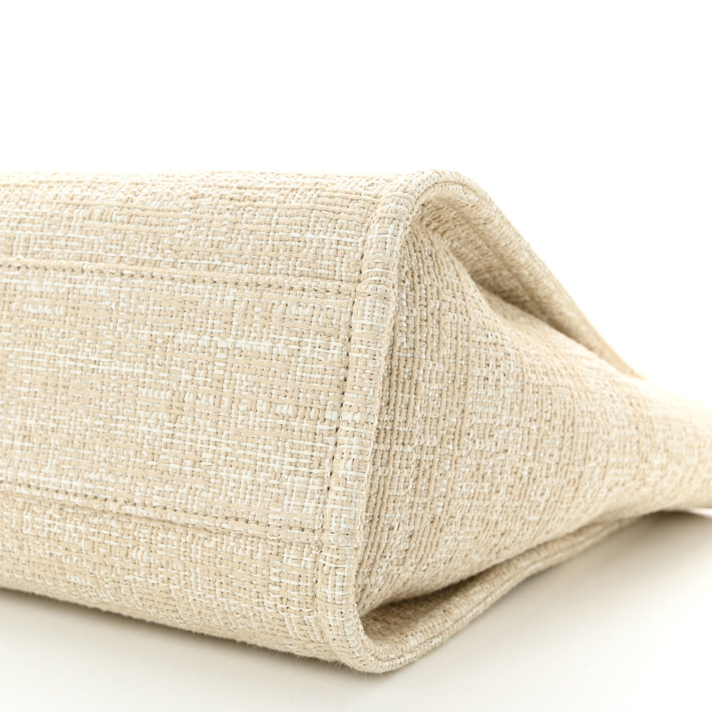 Lurex Boucle Small Deauville Tote Ivory