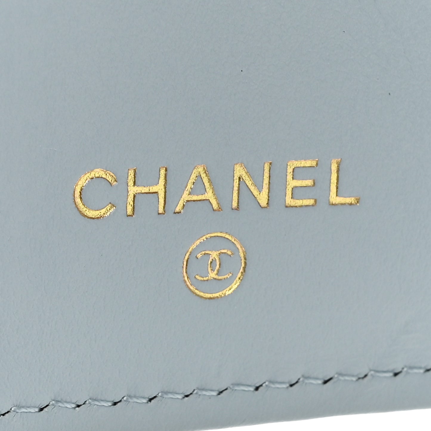 Lambskin Quilted Chanel 19 Flap Card Holder Light Blue