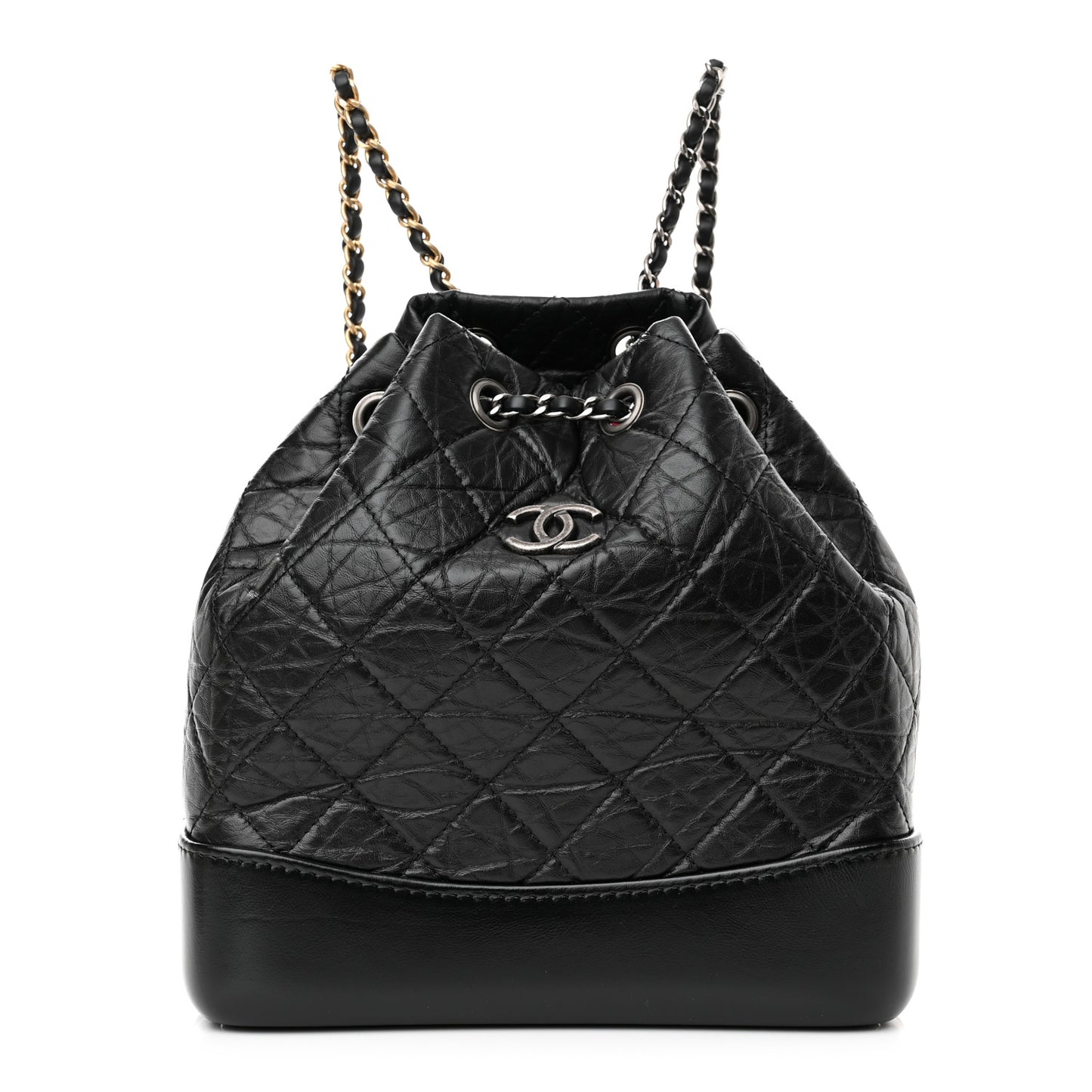 Aged Calfskin Quilted Small Gabrielle Backpack Black