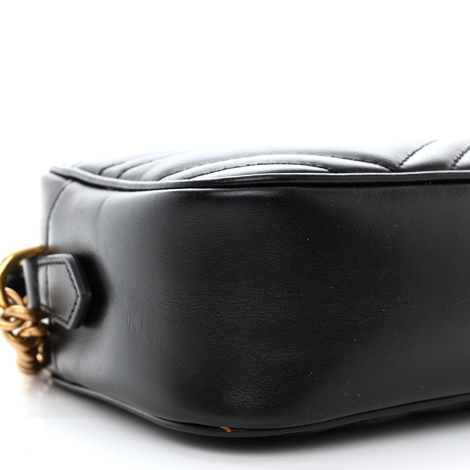 Gucci Calfskin Matelasse Small GG Marmont Chain Shoulder Bag Black 9 of 15