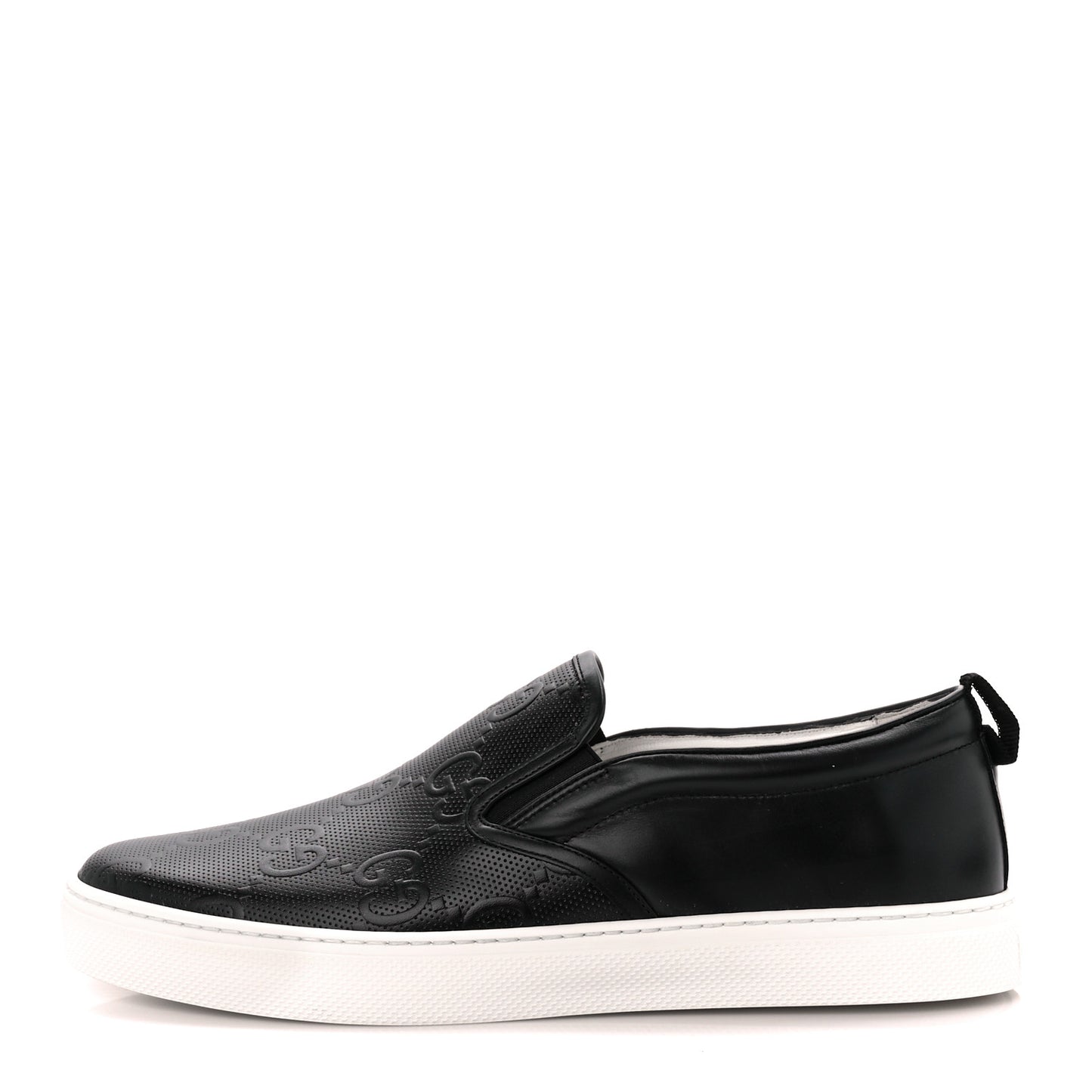 Calfskin GG Tennis Embossed Mens Dublin Slip On Sneakers 12 Black