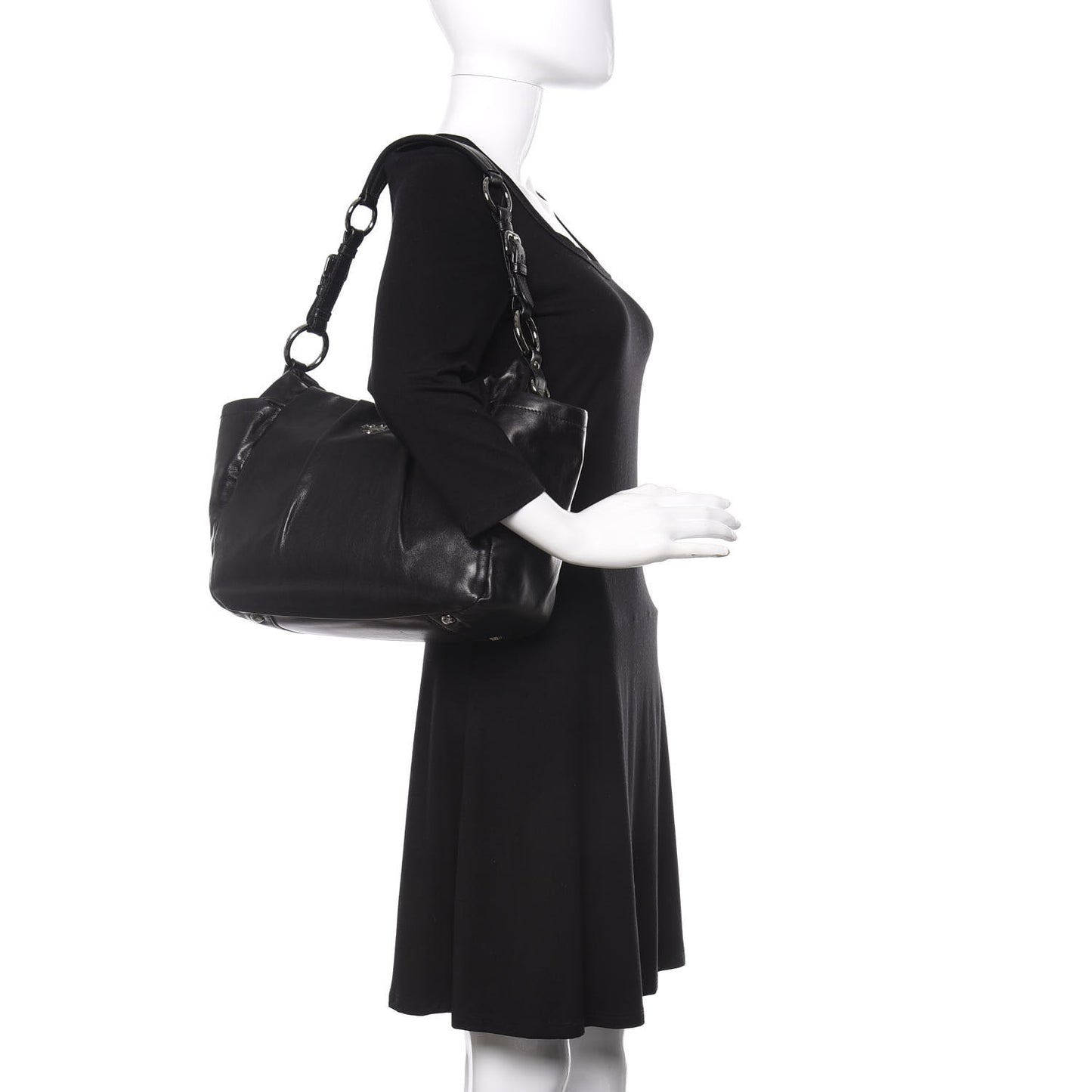 Soft Calfskin Pleated Hobo Black