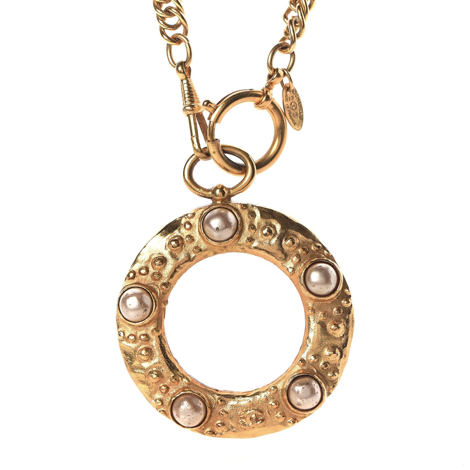 Chanel Pearl CC Loupe Magnifying Glass Necklace Gold 1 of 6