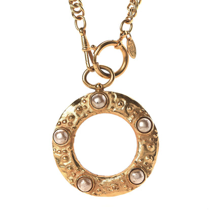 Chanel Pearl CC Loupe Magnifying Glass Necklace Gold 1 of 6