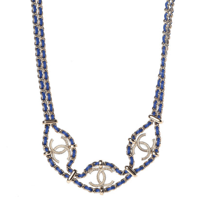 Chanel Metal Lambskin CC Chain Link Necklace Gold Blue 1 of 6