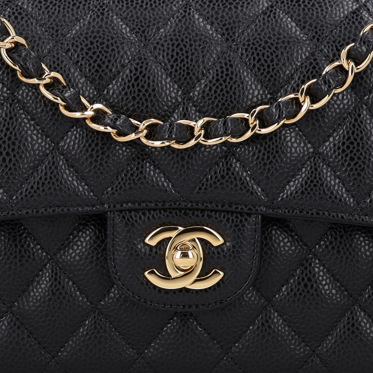 Caviar Quilted Small Double Flap Black