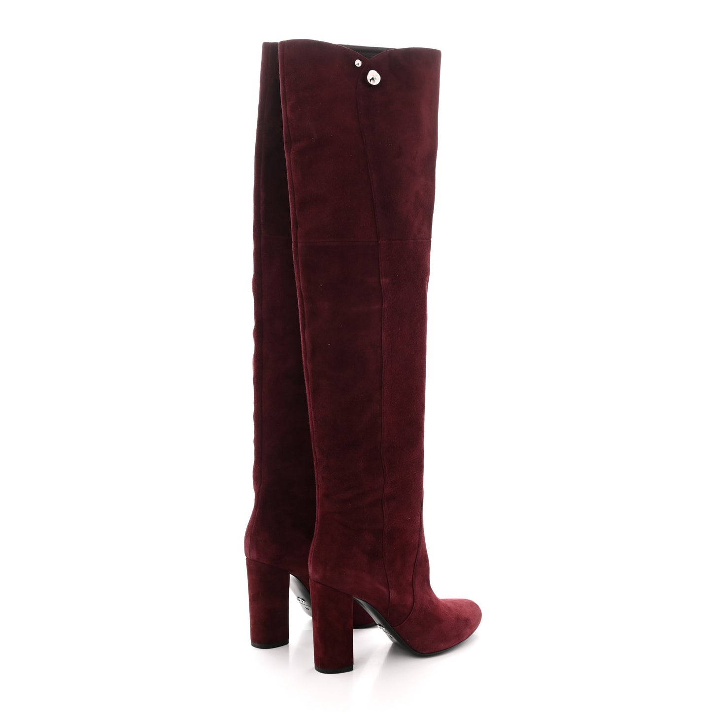 Suede Knee High Boots 39 Burgundy