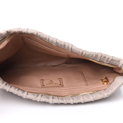 Prada Nappa Gaufre Ruched Clutch Pomice 5 of 10
