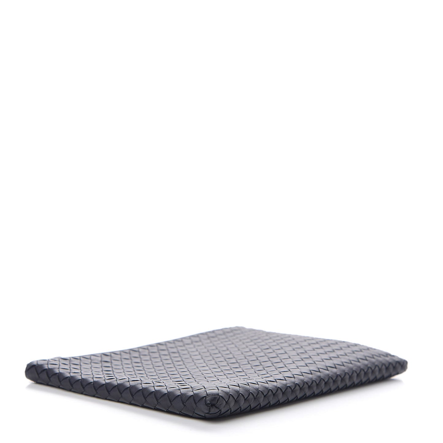 Nappa Intrecciato Large Flat Zip Biletto Pouch Black