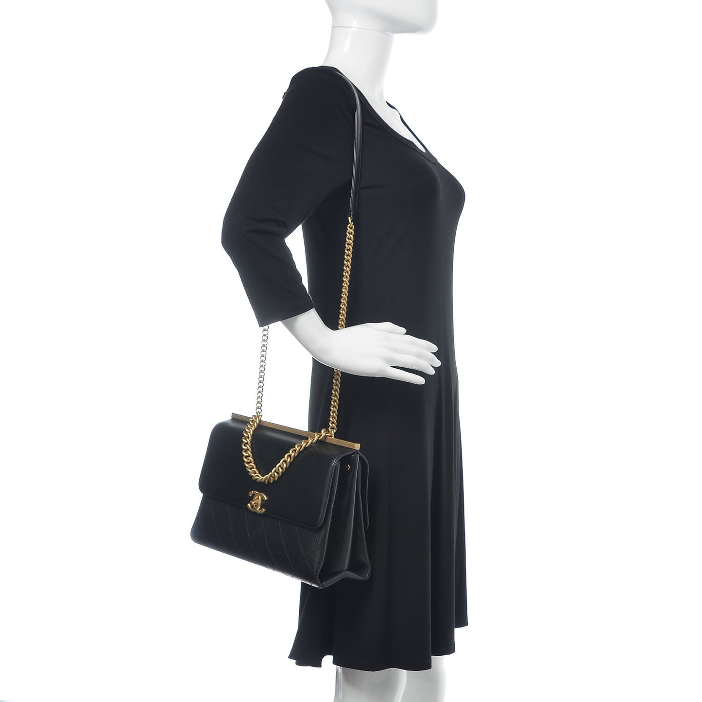 Lambskin Stitched Coco Luxe Small Flap Black