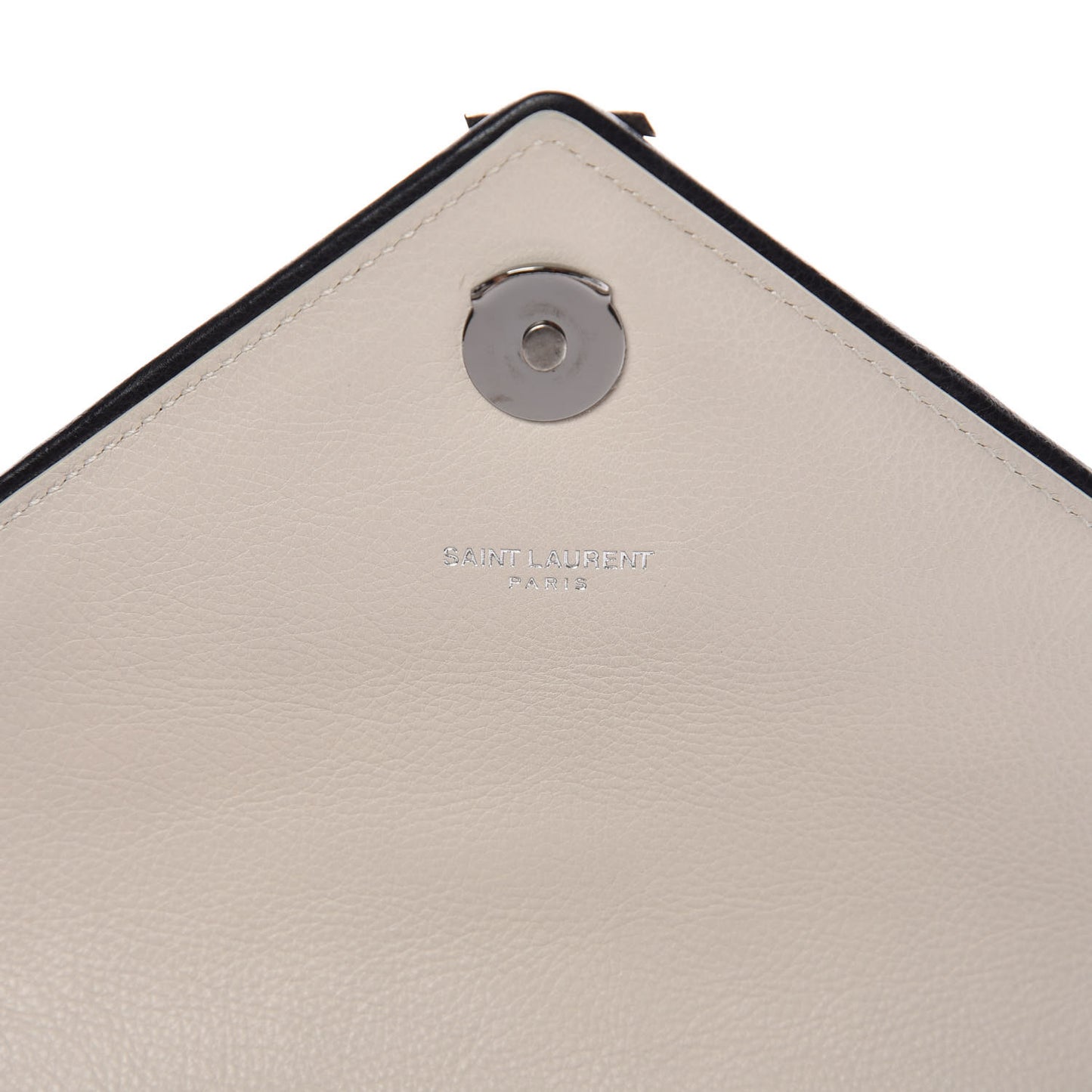 Sheepskin Tri-Quilt Monogram Medium Soft Envelope Bag White Black