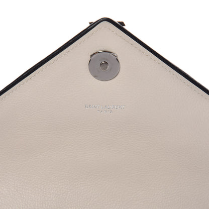 Saint Laurent Sheepskin Tri-Quilt Monogram Medium Soft Envelope Bag White Black 7 of 10