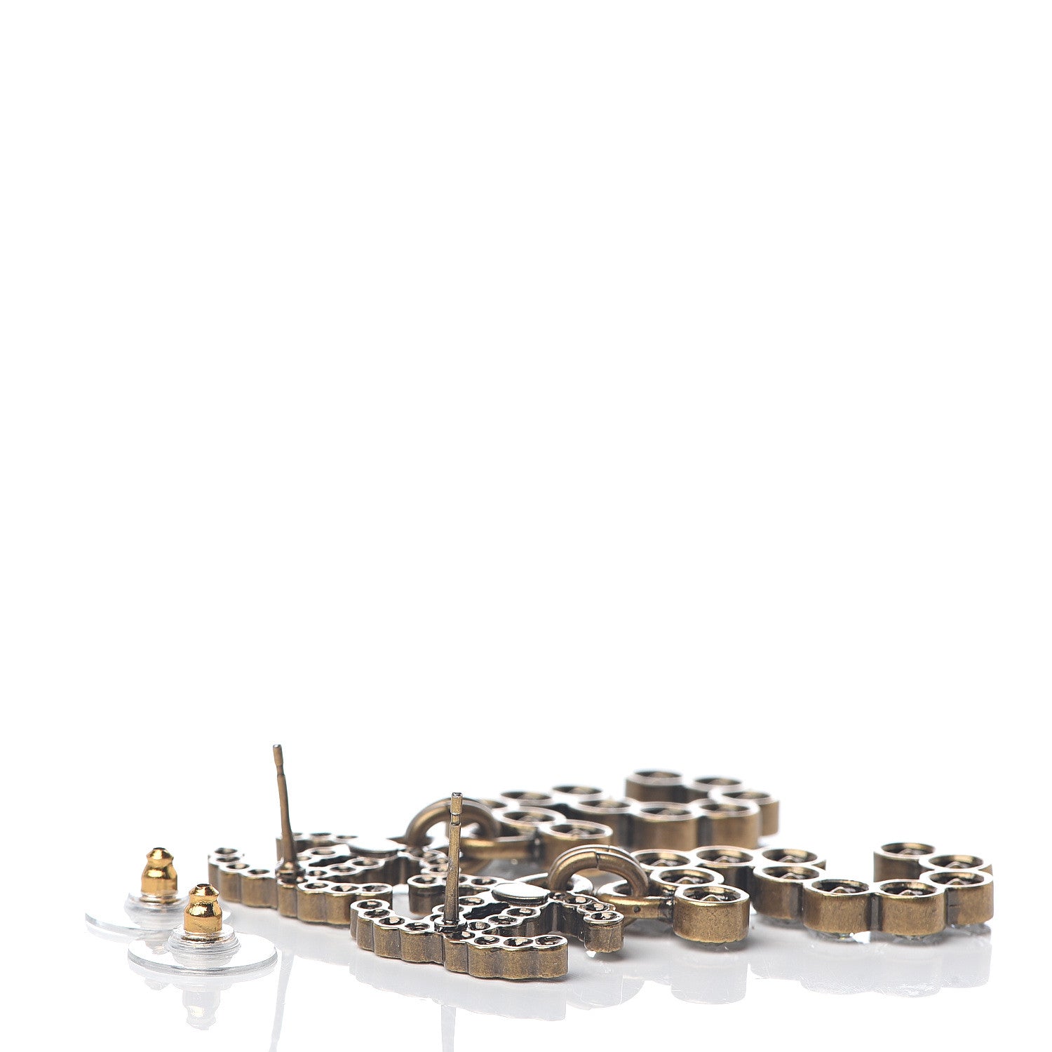 Chanel Metal Crystal City of Lights No 5 Drop Earrings Gold 3 of 5