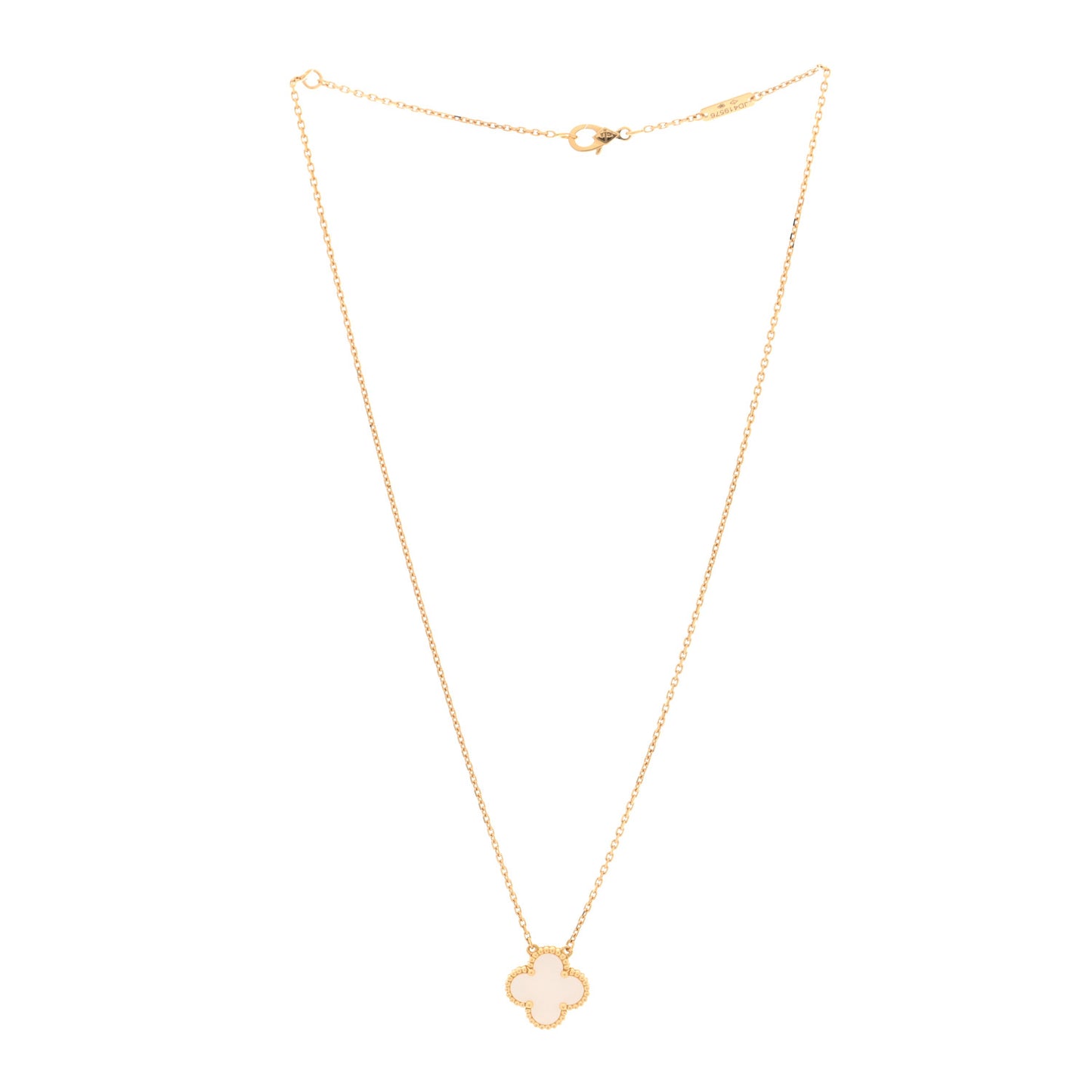 18K Yellow Gold Mother of Pearl Vintage Alhambra Pendant Necklace
