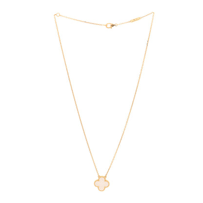 Van Cleef & Arpels 18K Yellow Gold Mother of Pearl Vintage Alhambra Pendant Necklace 3 of 4