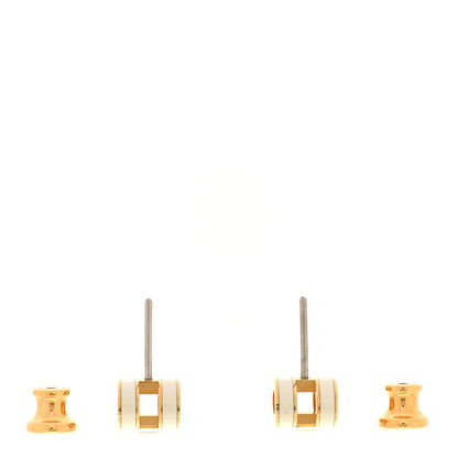 Hermes Gold Lacquered Mini Pop H Earrings White 3 of 5