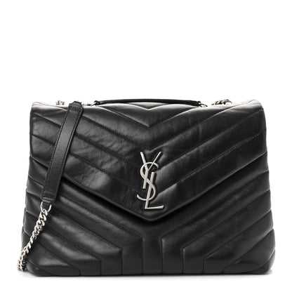 Saint Laurent Calfskin Y Quilted Monogram Medium Loulou Chain Satchel Black 1 of 25