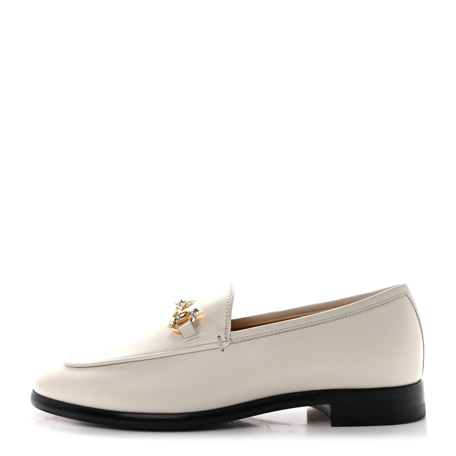 Gucci Malaga Kid 70 Crystal Horsebit Womens Jordaan Loafers 36.5 Mystic White 1 of 9