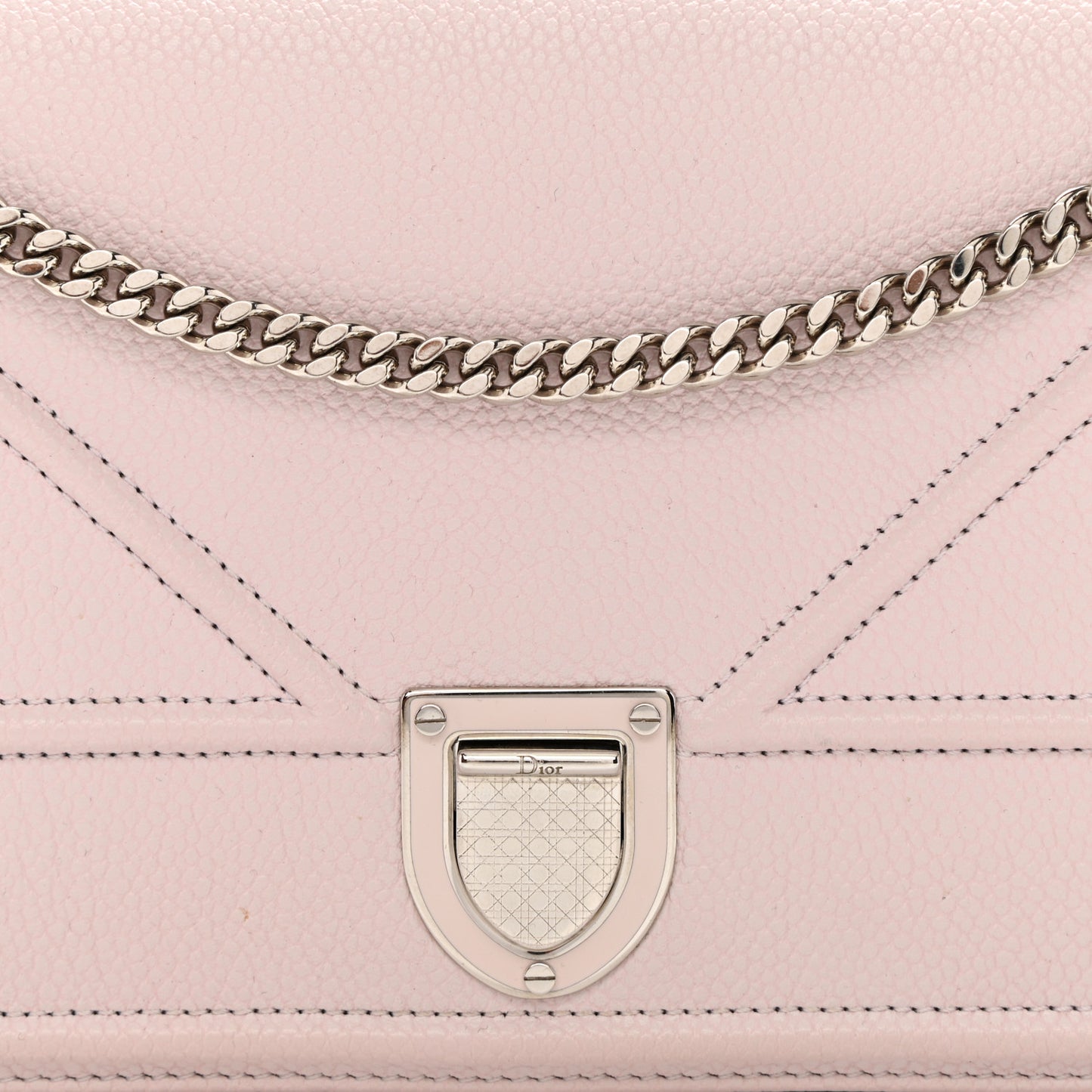 Grained Calfskin Large Diorama Croisiere Chain Wallet Light Pink