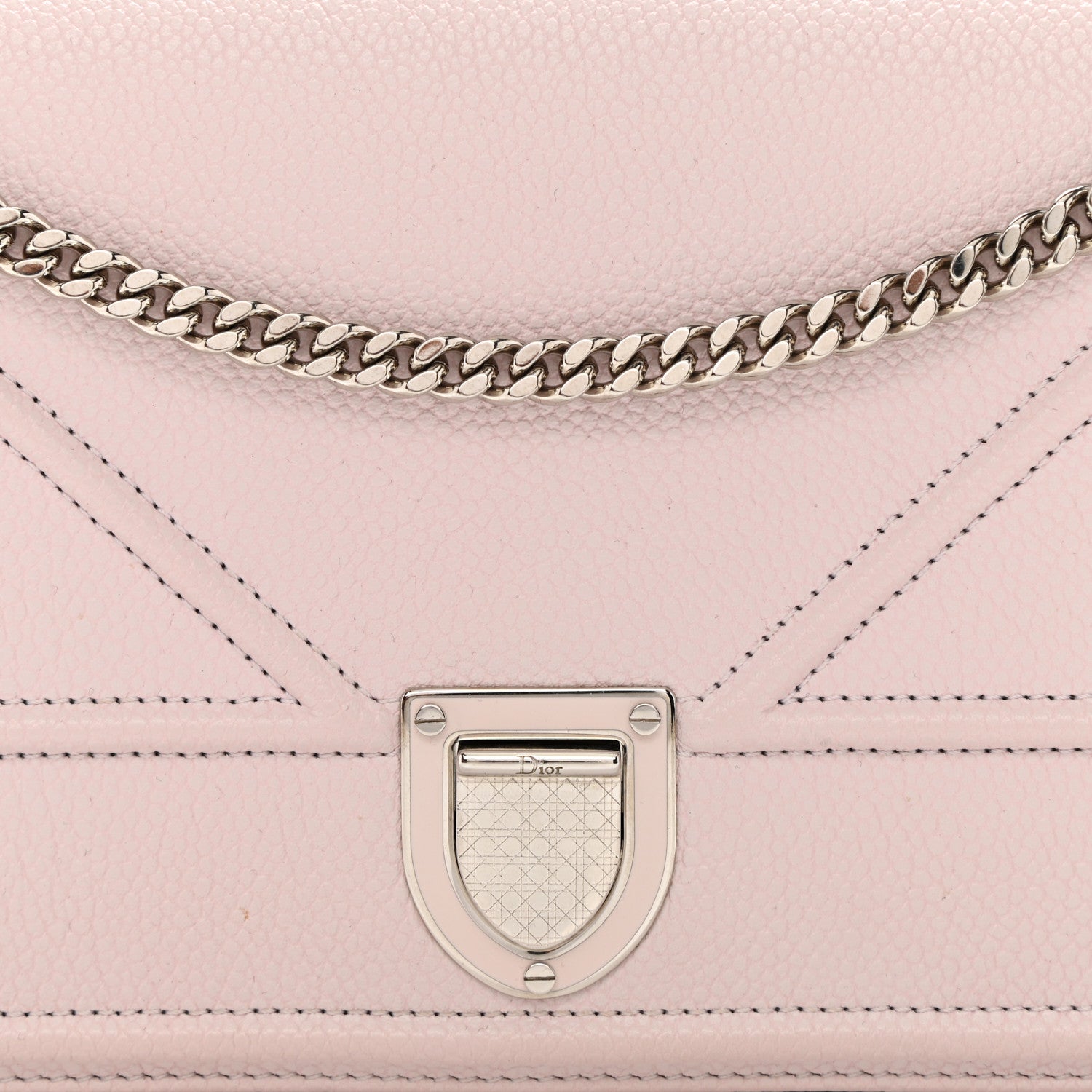 Christian Dior Grained Calfskin Large Diorama Croisiere Chain Wallet Light Pink 8 of 9