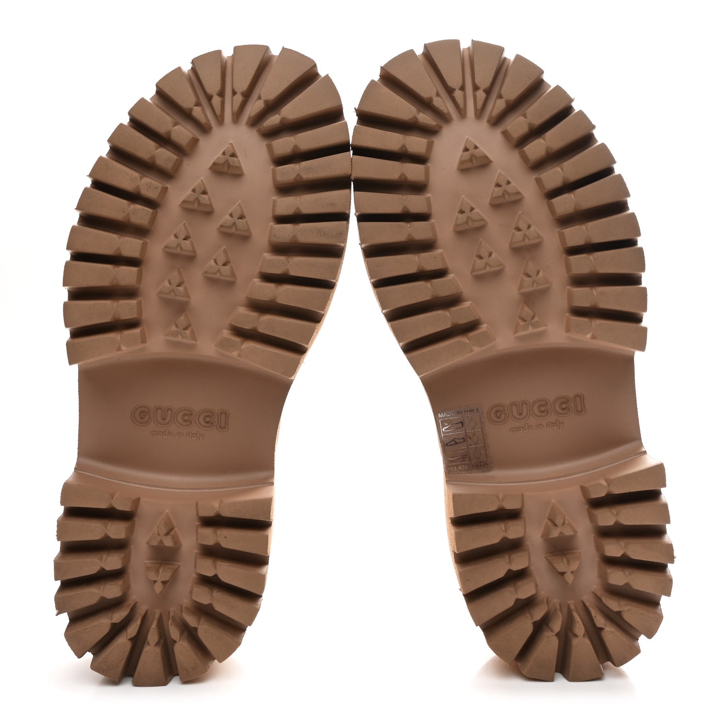 Rubber GG Monogram Perforated Elea Platform 55mm Lug Sole Sandals 36 Vintage Camel