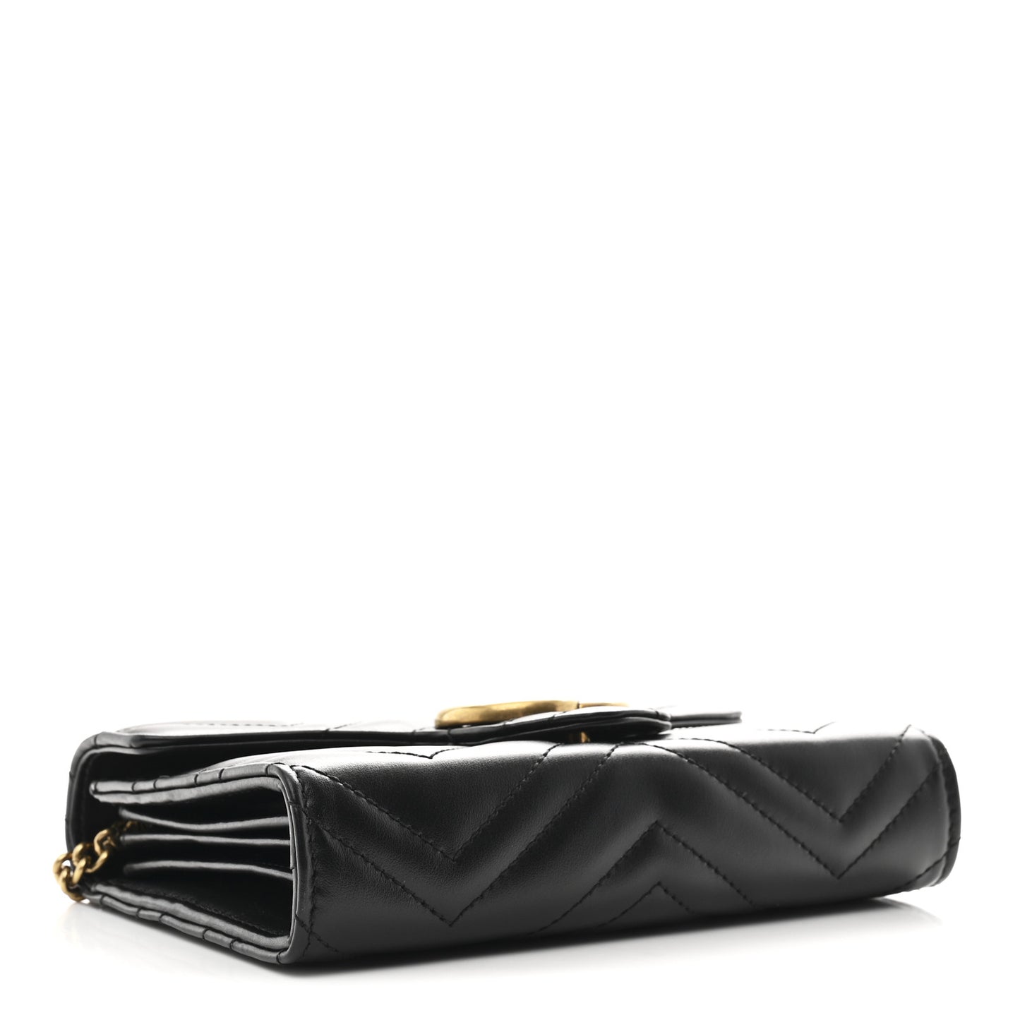 Calfskin Matelasse GG Marmont Chain Wallet Black