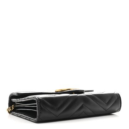 Gucci Calfskin Matelasse GG Marmont Chain Wallet Black 4 of 12