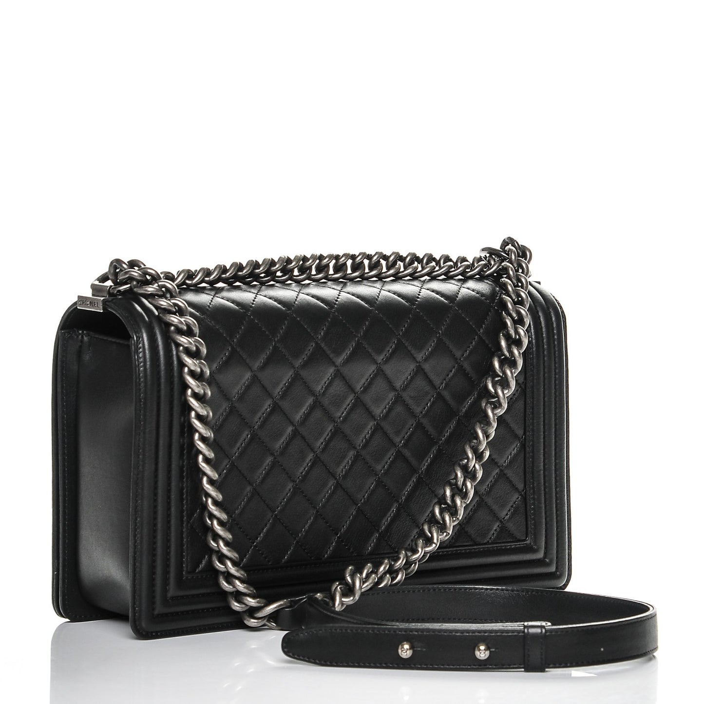 Calfskin Quilted New Medium Boy Flap Black