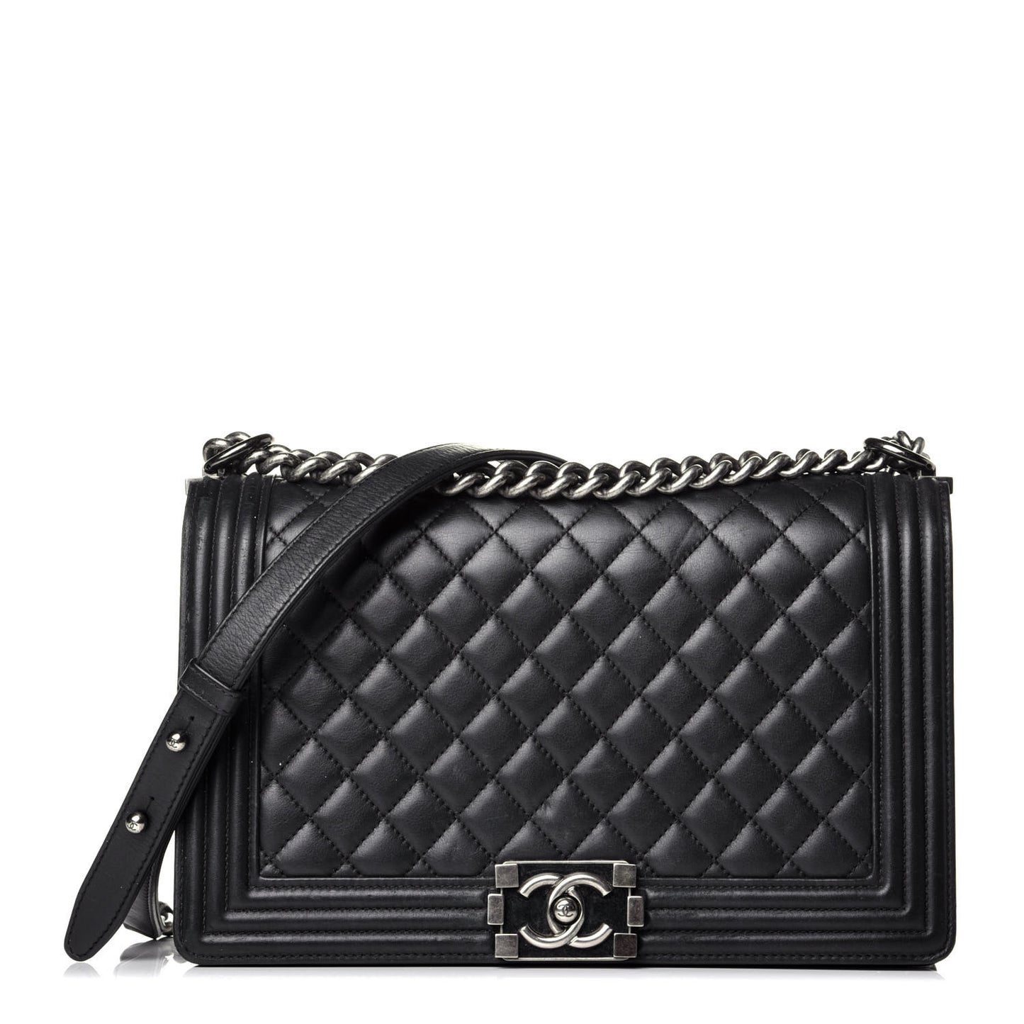 Calfskin Quilted New Medium Boy Flap Black