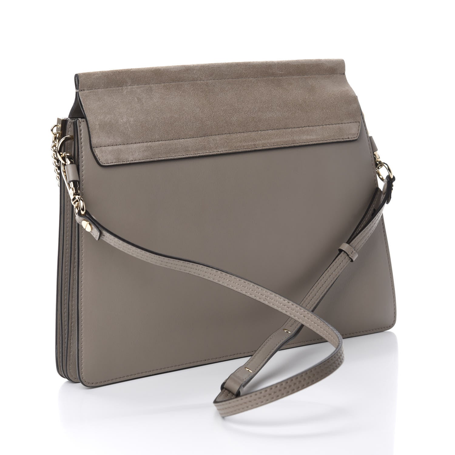 Chloe Calfskin Suede Medium Faye Shoulder Bag Motty Grey 2 of 9