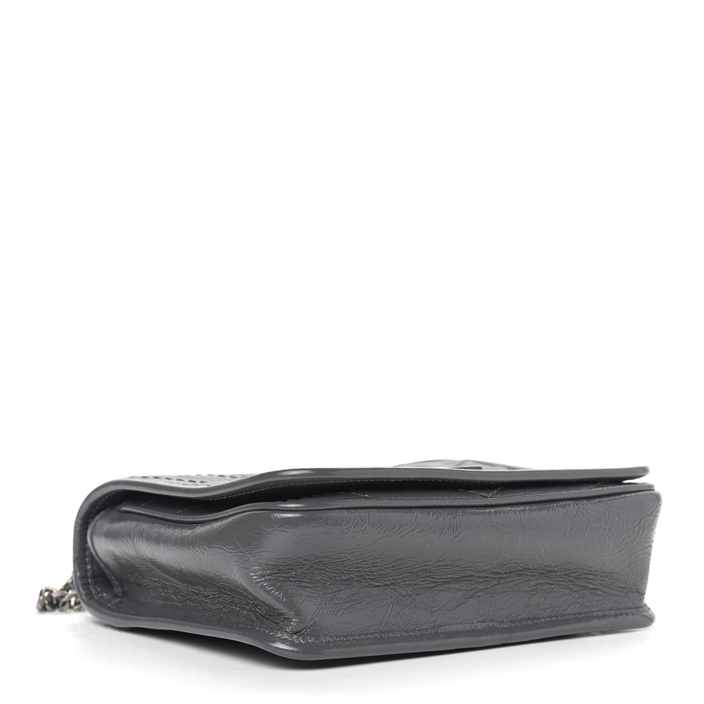 Crinkled Calfskin Matelasse Monogram Niki Chain Wallet Fog