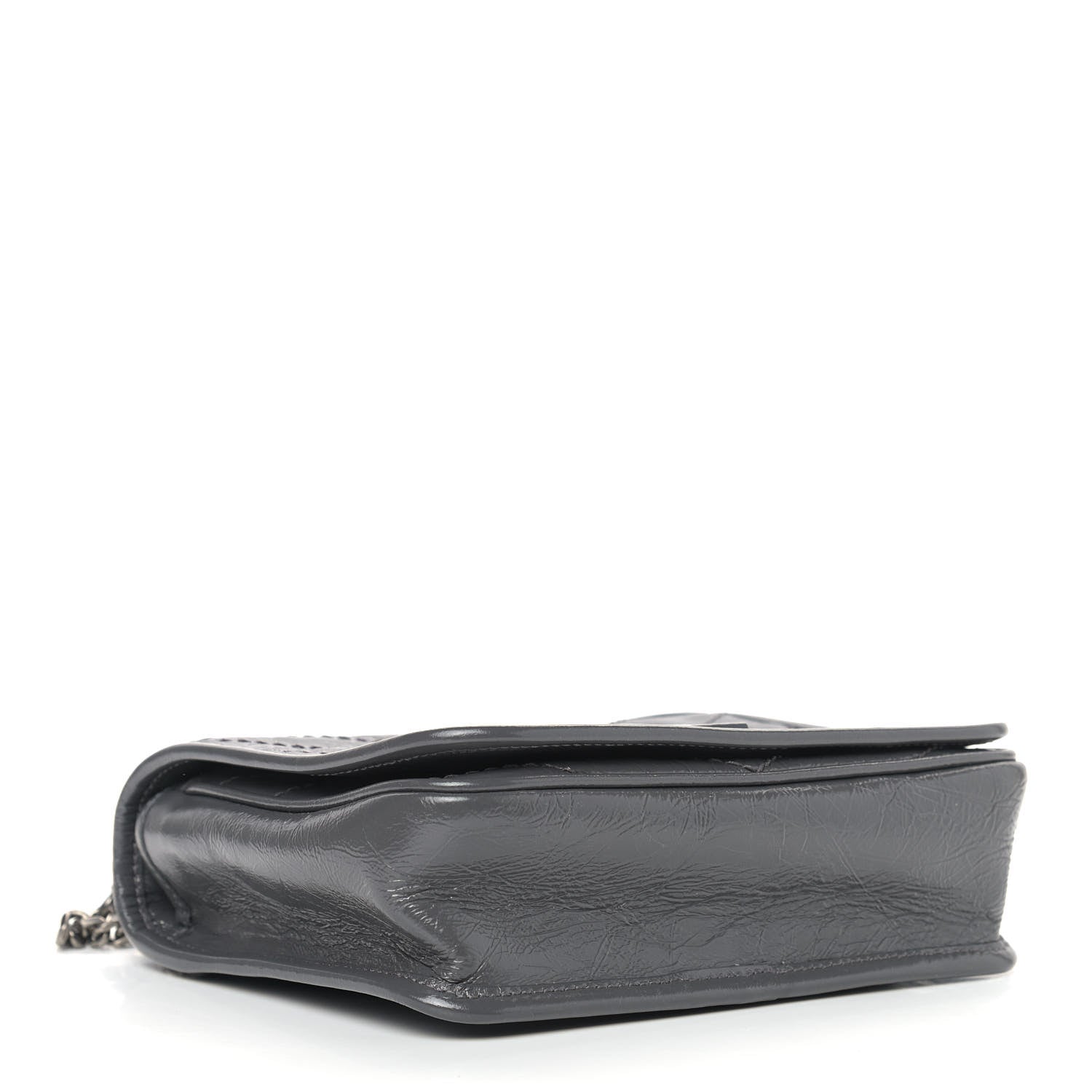 Saint Laurent Crinkled Calfskin Matelasse Monogram Niki Chain Wallet Fog 3 of 8