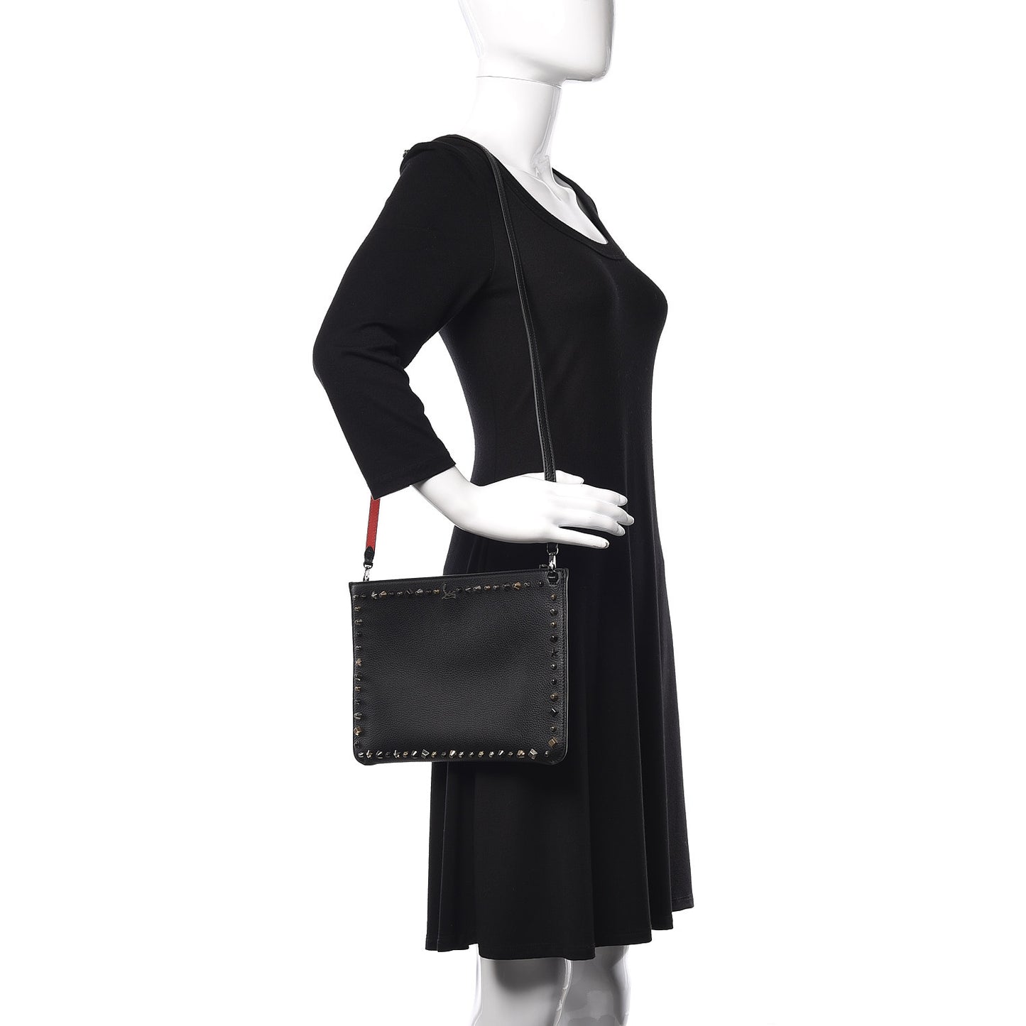 Calfskin Empire Trashmix Spike Loubiclutch Clutch Black