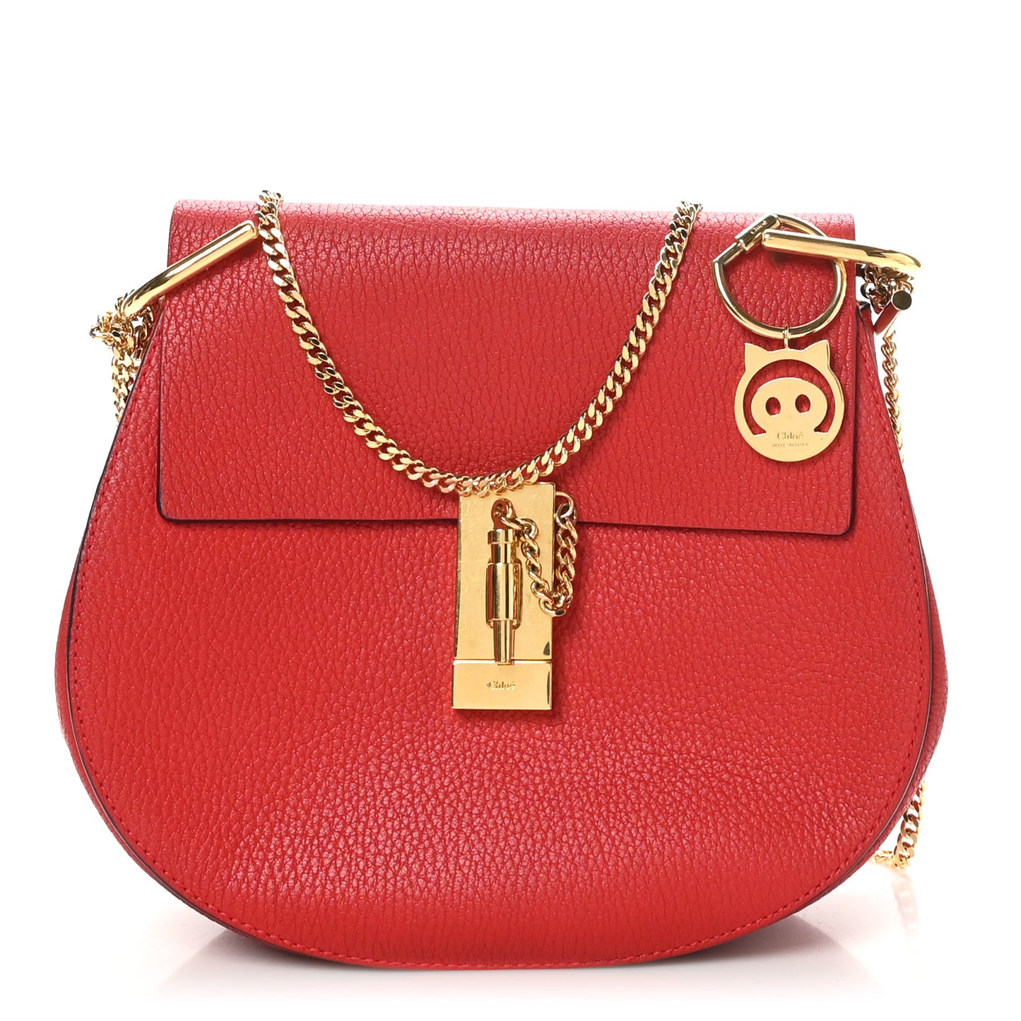 Grained Lambskin Drew Shoulder Bag Plaid Red