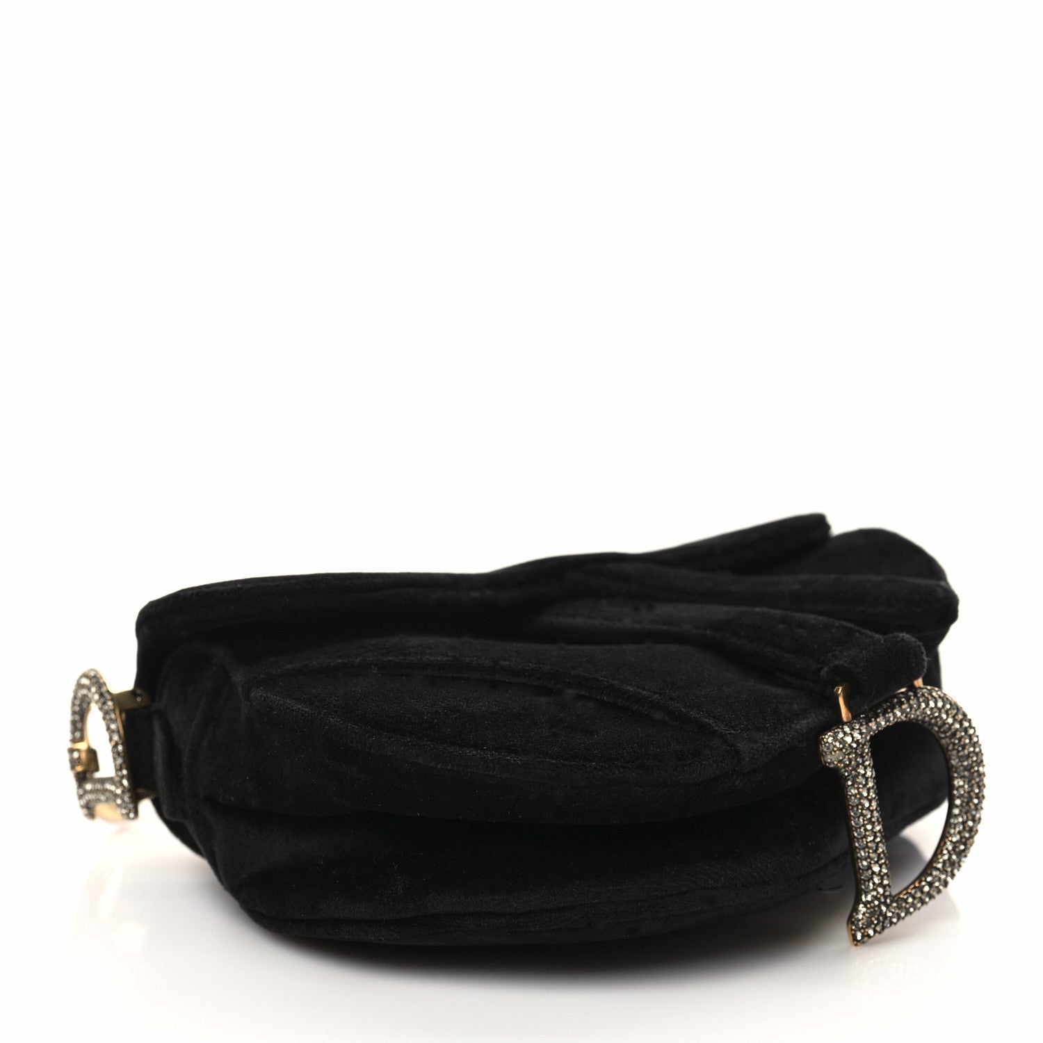 Christian Dior Velvet Crystal Mini Saddle Bag Black 3 of 5