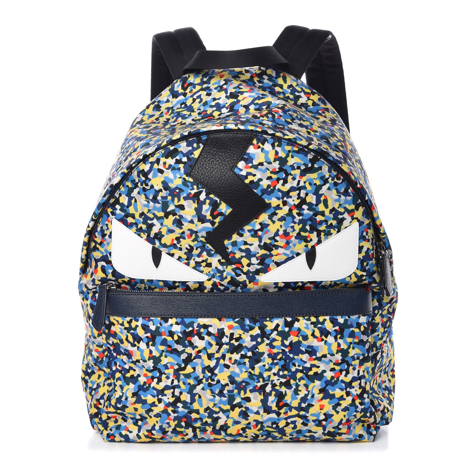 Fendi Nylon Vitello Elite Flamingo Granite Lightning Monster Eyes Backpack Multicolor Lavagna 1 of 8