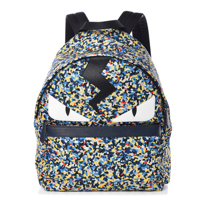 Fendi Nylon Vitello Elite Flamingo Granite Lightning Monster Eyes Backpack Multicolor Lavagna 1 of 8