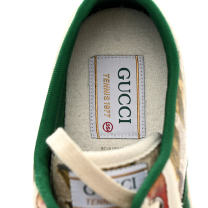 Gucci GG Supreme Monogram Water Flora Web Womens 1977 Tennis Sneakers 35.5 Beige White Multicolor Mystic White 7 of 9