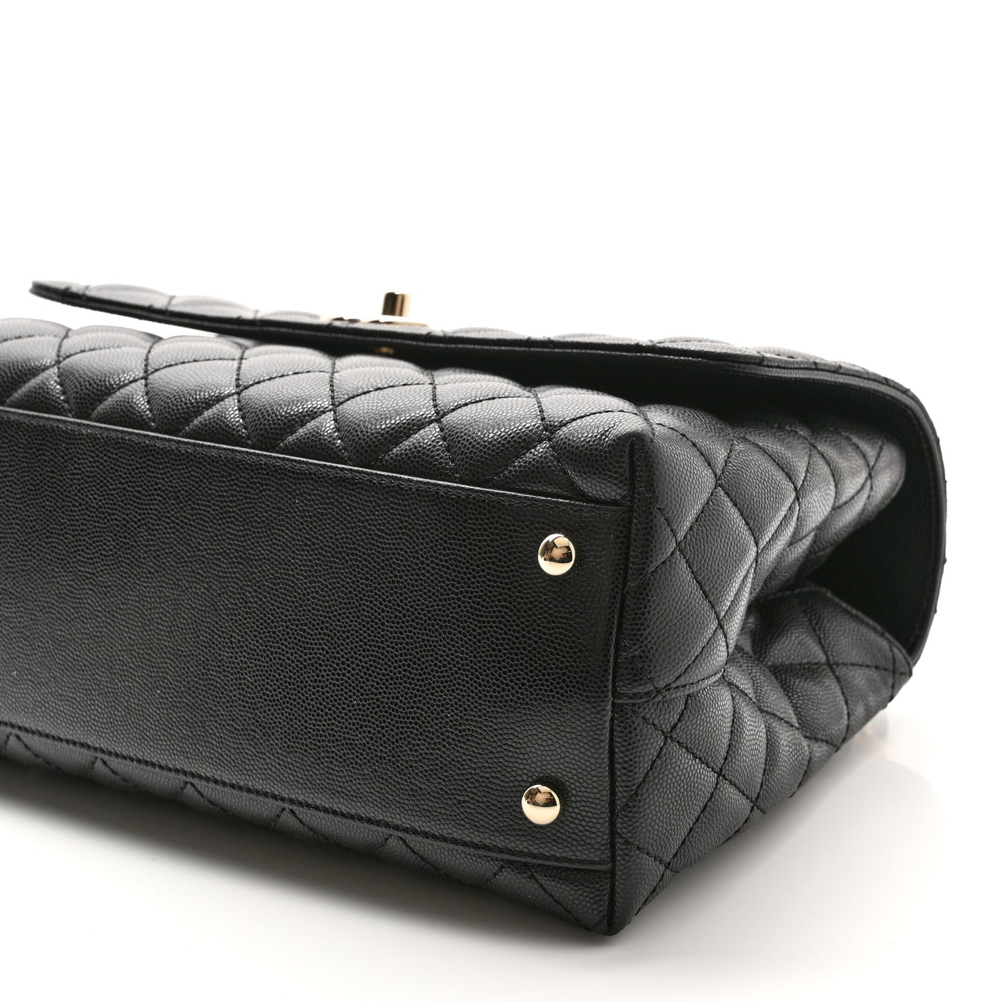 Caviar Quilted Small Coco Handle Flap Black