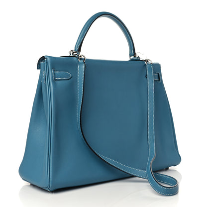 Hermes Swift Kelly Retourne 35 Blue Jean 2 of 8