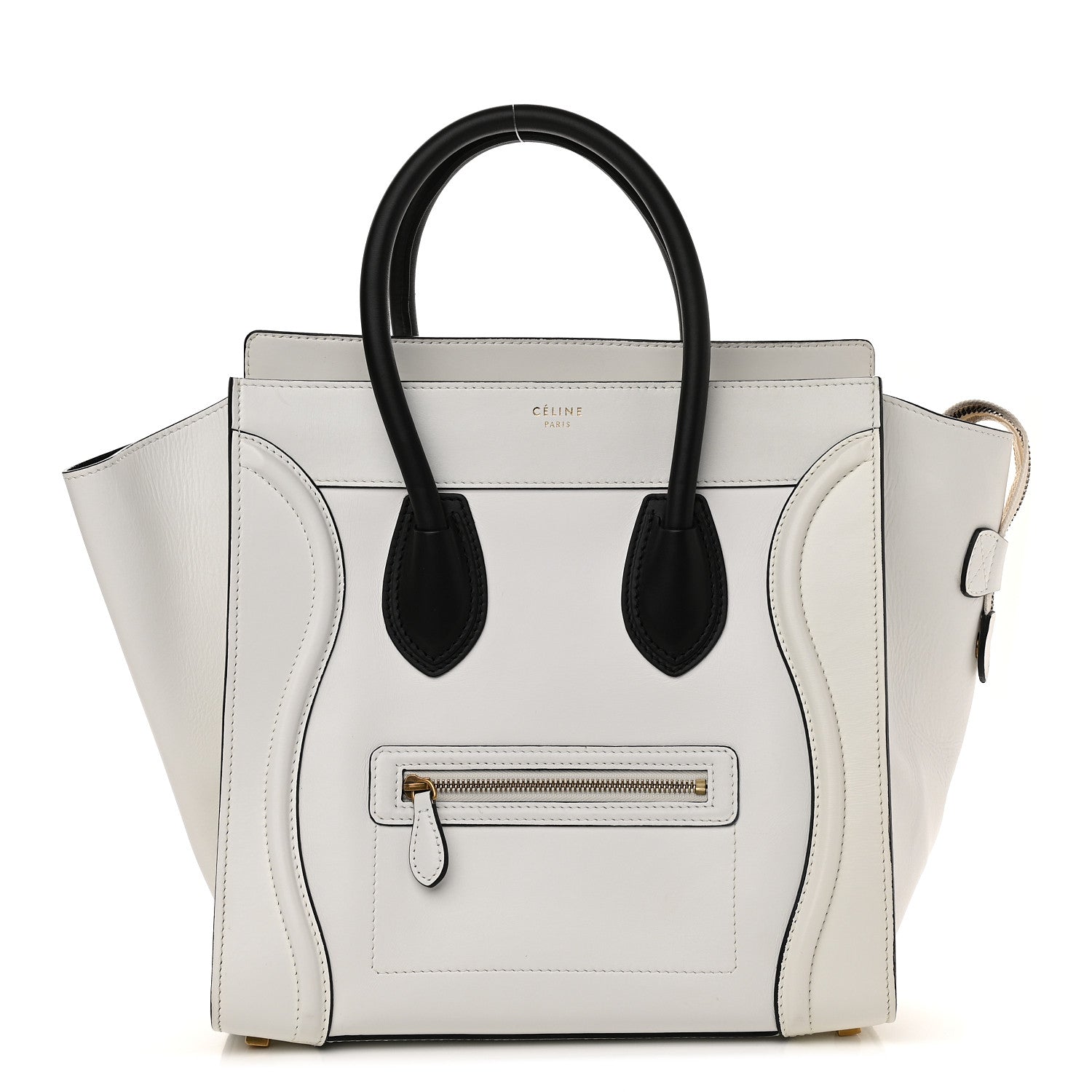 Celine Satin Calfskin Mini Bi-Color Luggage White Black 1 of 14