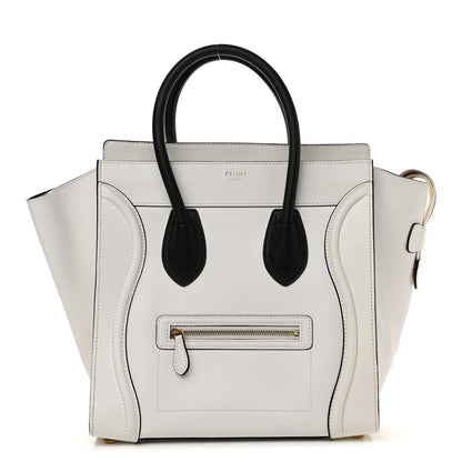 Celine Satin Calfskin Mini Bi-Color Luggage White Black 1 of 14